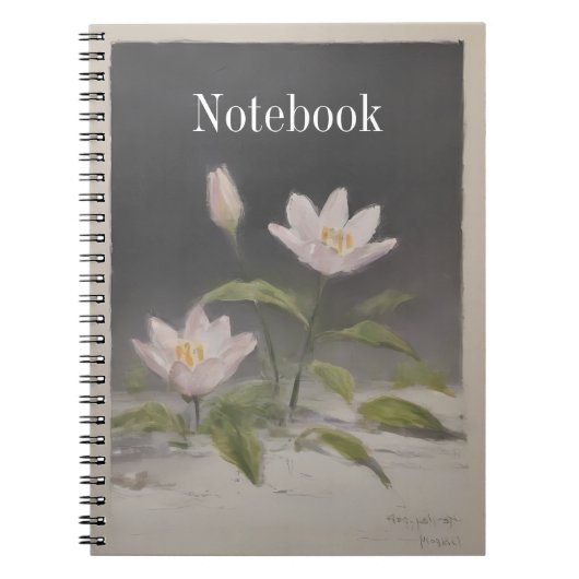 Carnet Nénuphar Blanc Spirale Florale (Devant)