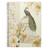 Carnet nénuphar vintage paon (Devant)