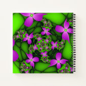 Carnet Neon Abstrait moderne rose vert Art Fleurs Nom (Dos)