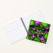 Carnet Neon Abstrait moderne rose vert Art Fleurs Nom (Intérieur)