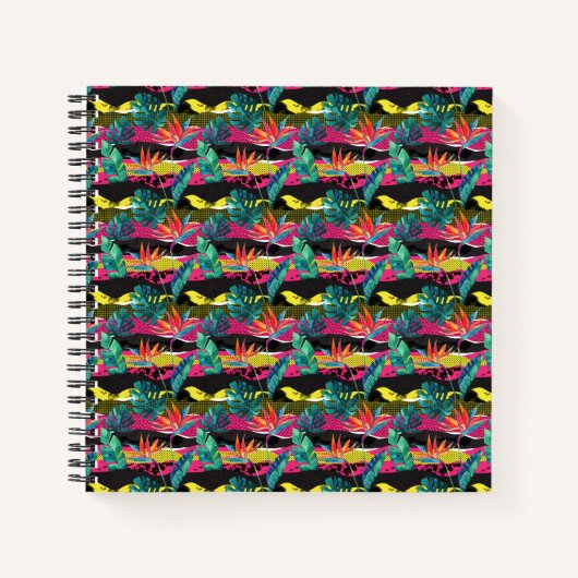 Carnet Neon Abstrait Motif de texture tropicale (Devant)
