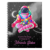Carnet Neon Astronaut Espace Nuit Ciel rose (Devant)