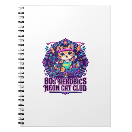 Carnet Néon de chat des années 80 Aérobic - Conception dr (Devant)