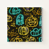 Carnet Neon Éffrayant Halloween Ghost Bats Motif Citrouil (Dos)