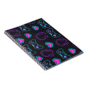 Carnet Neon Gamer Controller and Hearts Pattern (Côté Droit)