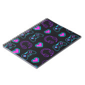 Carnet Neon Gamer Controller and Hearts Pattern (Côté gauche)