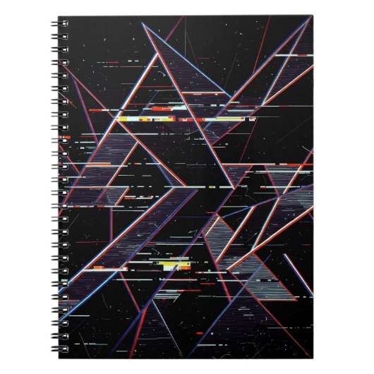 Carnet Neon Glitchcore Geometric Shapes on Black (Devant)