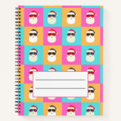 Carnet Neon Père Noël avec lunettes de soleil Motif Cool  (Devant)