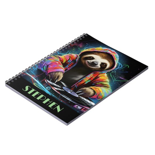 Carnet Neon Sloth DJ Retro Cool (Côté gauche)