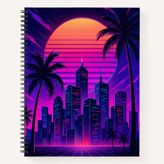 Carnet Neon Sunset Cityscape rétro-futuriste (Devant)