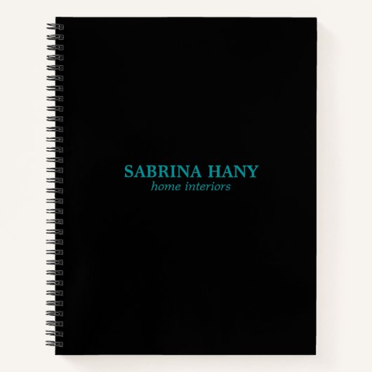 Carnet Neon turquoise texte commercial noir (Devant)