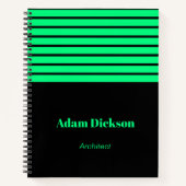 Carnet Neon vert rayures noir (Devant)