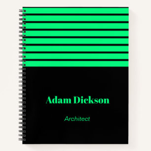 Carnet Neon vert rayures noir
