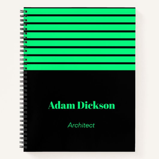 Carnet Neon vert rayures noir (Devant)