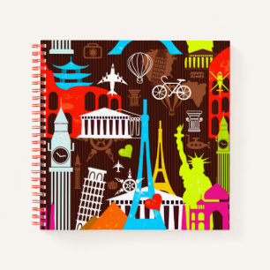 Carnet Neon World Travel Motif