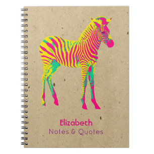 Carnet Neon Zebra Baby Animal Psychedelic Funky Retro