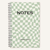 Carnet Neutral Green Wavy Check Nom monogramme (Recto)