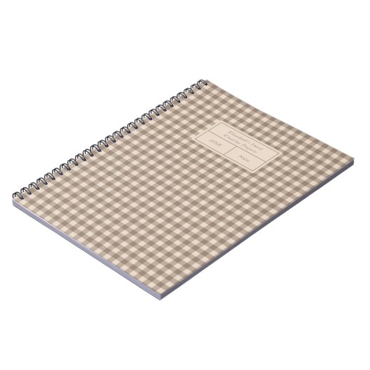 Carnet Neutral Rustic Gingham Small Business (Côté gauche)