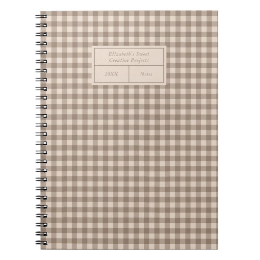 Carnet Neutral Rustic Gingham Small Business (Devant)