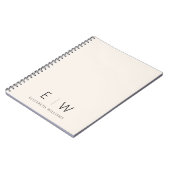 Carnet Neutre Élégant Moderne Minimaliste Nom Monogramme (Côté gauche)