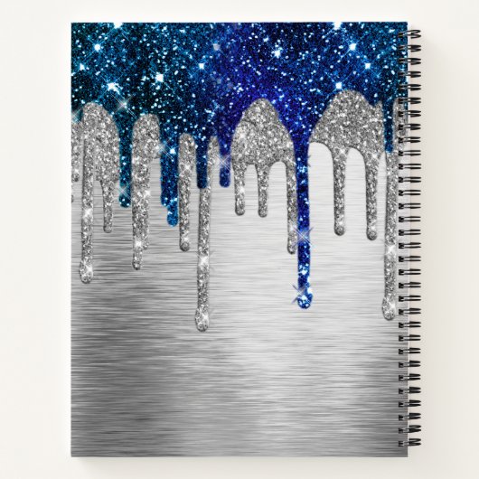 Carnet New beginnings Blue silver Drips monogram large (Dos)