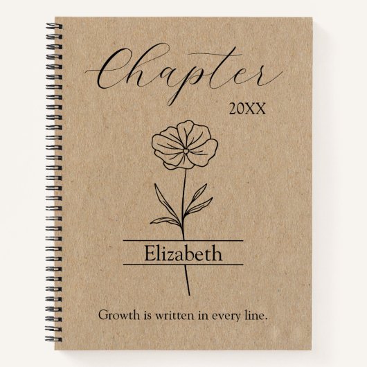 Carnet New Year Chapter Wildflower Minimalist Name (Devant)