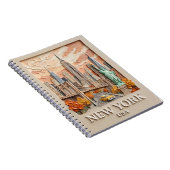 Carnet New York City Vintage 3D Textured Skyline Painting (Côté Droit)