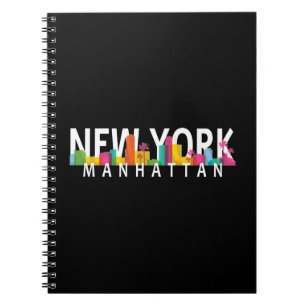 Carnet New York Manhattan skyline with palms
