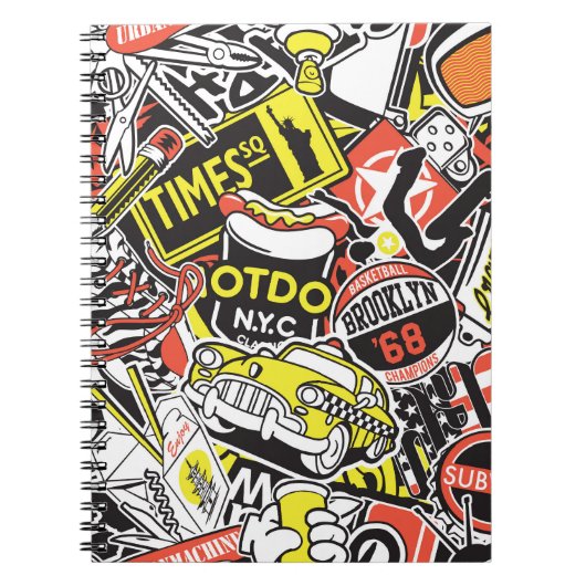 Carnet New York urbain : patchwork autocollant. (Devant)