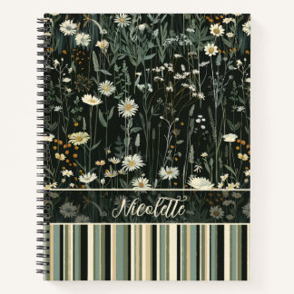 Carnet Nicolette Dark Daisy Floral Striped Deluxe