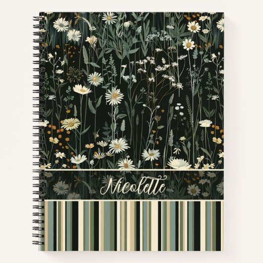 Carnet Nicolette Dark Daisy Floral Striped Deluxe (Devant)