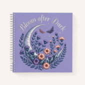 Carnet Night Garden Faux Embroidered Moon with Moths (Devant)