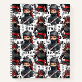Carnet Ninja Girls Anime With Text Pattern Design (Devant)
