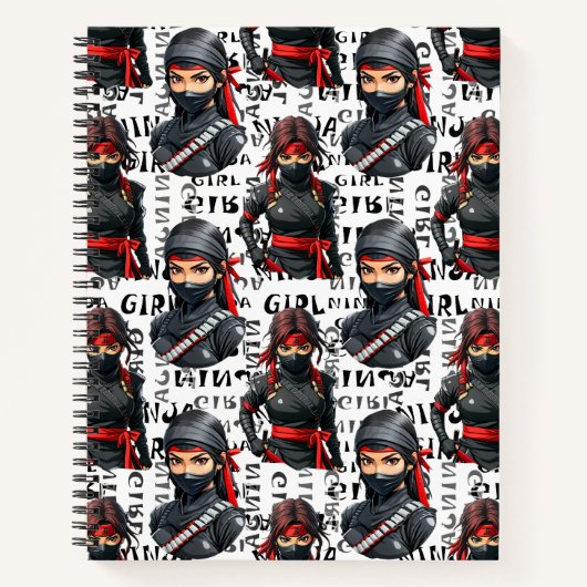 Carnet Ninja Girls Anime With Text Pattern Design (Devant)
