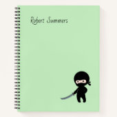 Carnet Ninja minuscule en colère Nom personnalisé sur ver (Devant)