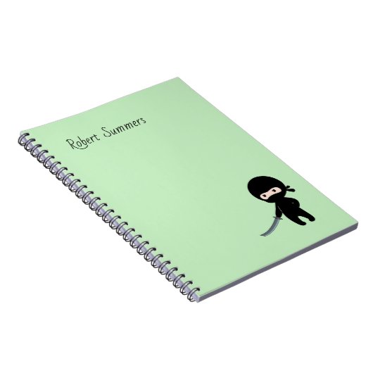 Carnet Ninja minuscule en colère Nom personnalisé sur ver (Côté Droit)