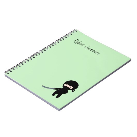 Carnet Ninja minuscule en colère Nom personnalisé sur ver (Côté gauche)