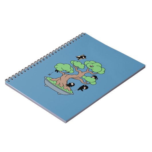 Carnet Ninjas minuscules dans l'arbre Bonsai en bleu (Côté gauche)
