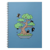 Carnet Ninjas minuscules dans l'arbre Bonsai en bleu (Devant)