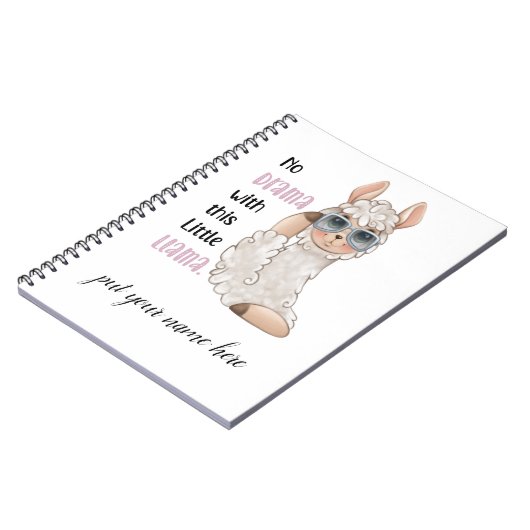 Carnet No Drama Llama Editable Notebook (Côté gauche)