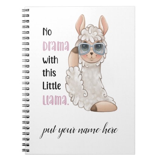 Carnet No Drama Llama Editable Notebook (Devant)