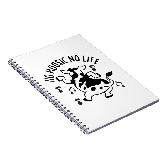 Carnet No Moosic No Life Funny Cow Pun (Côté Droit)