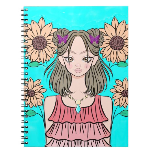 Carnet Nobook turquoise beauté soleil (Devant)