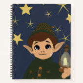 Carnet Noël Adorable Elfe et Nuit Étoilée (Devant)