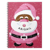 Carnet Noël au Père Noël afro-américain rose mignon (Devant)