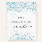 Carnet Noël bleu parties scintillant blanc hiver à faire (Devant)