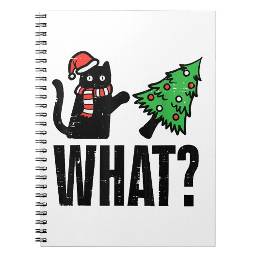 Carnet Noël Chat Tipping Xmas Tree Drôle (Devant)