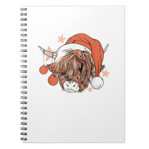 Carnet Noël de la vache mignonne Santa Hat Funny Festive