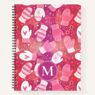 Carnet Noël d'hiver Mittens Motif en rose