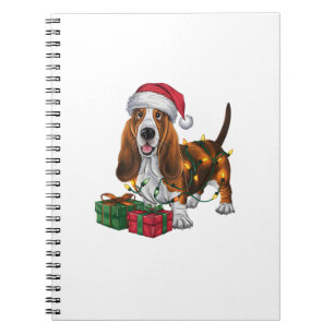 Carnet Noël Éclairage Santa Hat Basset Hound Chien Noël